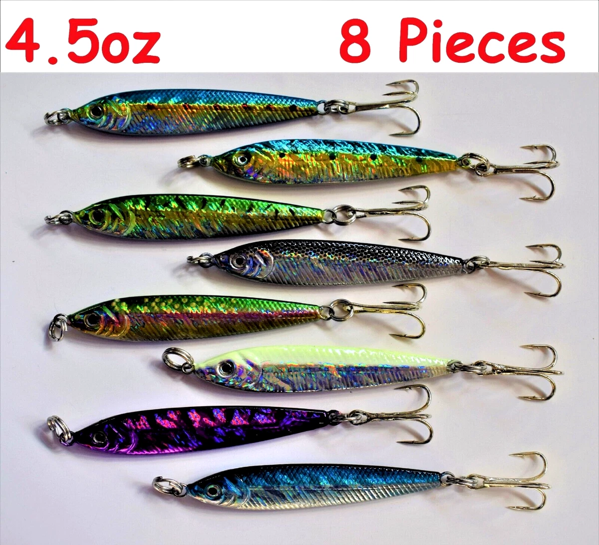 8 Pieces 4.5oz Mega Live Bait Metal Jigs Saltwater Fishing Lures - 8 Colors