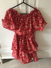 Pretty little thing Red Ruffle Tiered dress size 8