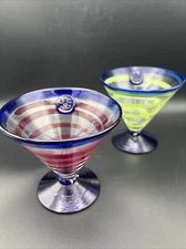 Royal Caribbean Handblown Margarita Martini Glass Cobalt Green/red