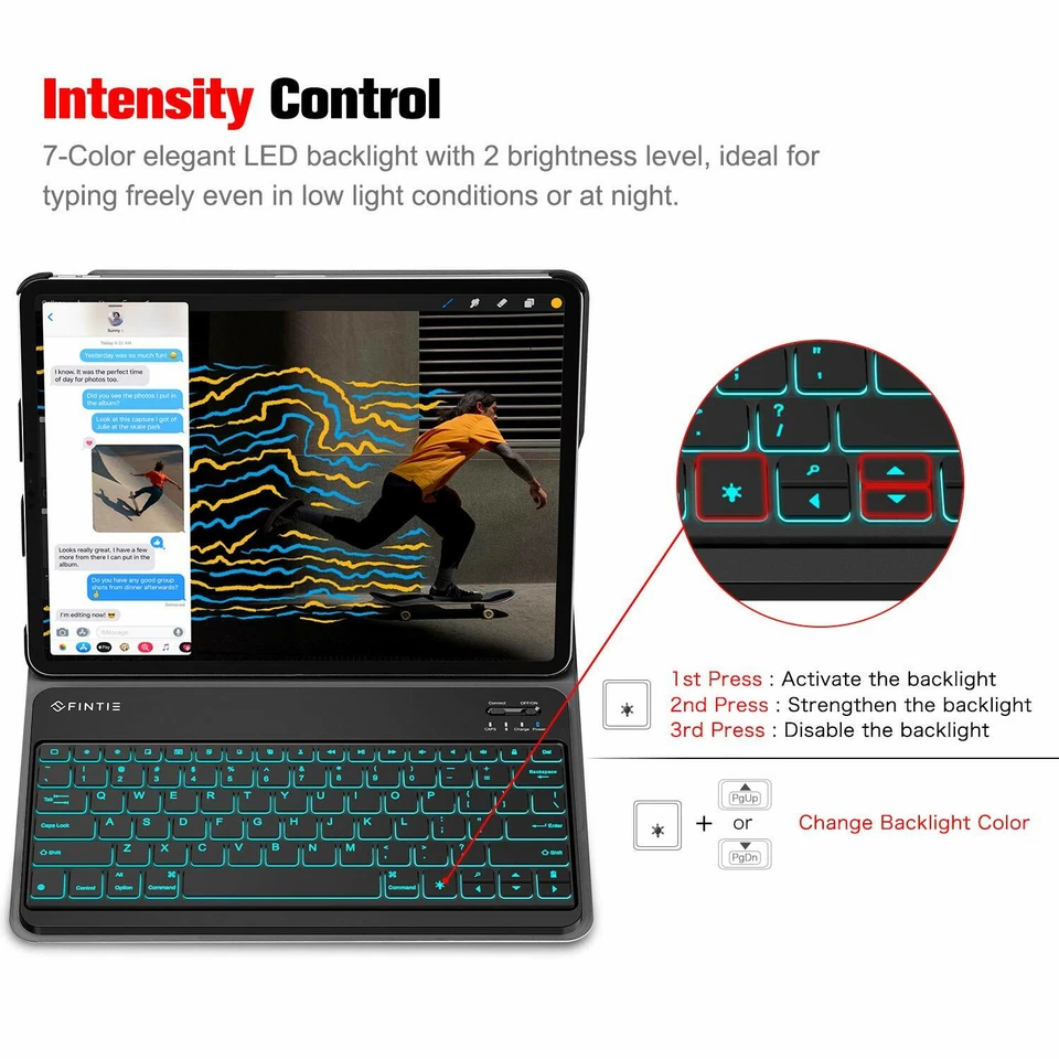 Funda con teclado retroiluminada de 7 colores para iPad Pro 12.9 2da generación 2017 Foto 4 de 4