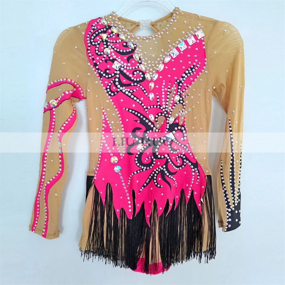 Women Girl Costume Rhythmic Gymnastics Leotard Teens Kids Competition Multicolor - Image 3 of 4