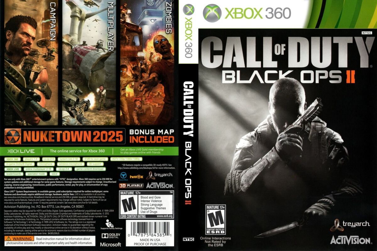 Call of Duty: Black Ops II Xbox 360 Replacement Game Cover Art