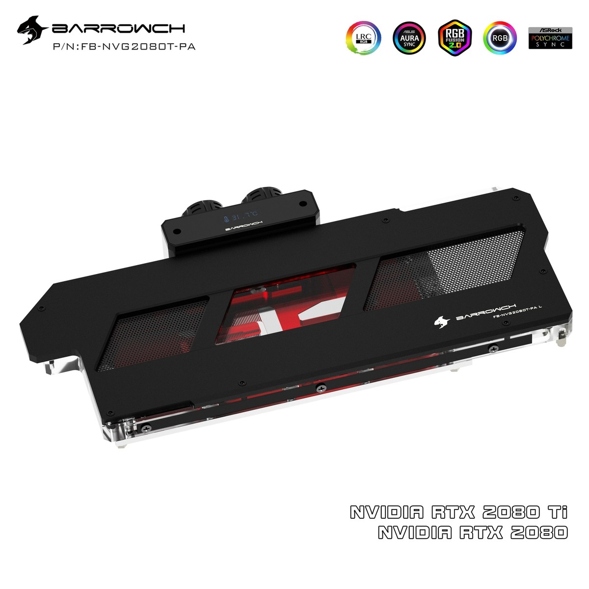 Barrowch GPU Water Block w/Backplate for NVIDIA RTX 2080Ti/2080