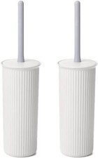 Ribbed Toilet Brush with Bin White, Decorative Bowel Scrub Brush, 2 Pack