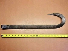 Vintage Large Steel Hook 22" Long w/Sharp Offset Hook 1 Lb. 13 Oz. Whistle Clean