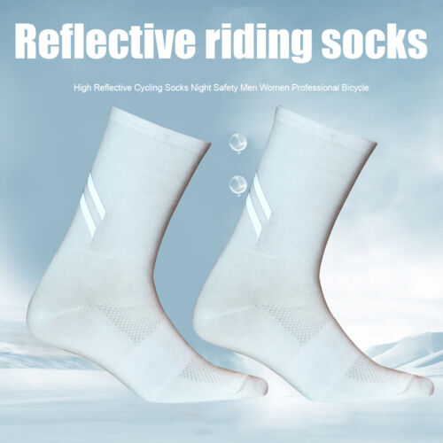 Outdoor Night Riding Running Reflective Lycra Socks Bicycle Fitness Sports Socks - Picture 12 of 15