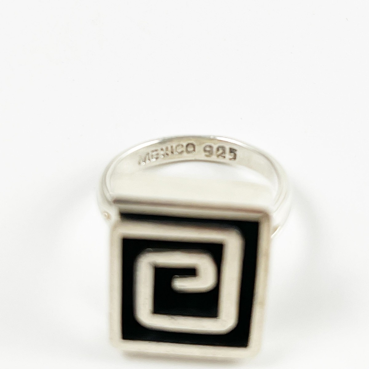 Vintage Geometric Maze Sterling Silver Shadow Box Ring Mexico Size