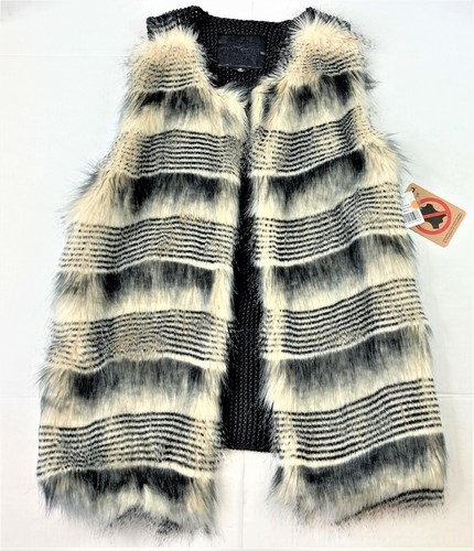Jou Jou Vegan Faux Fur Vest, Knit Back 