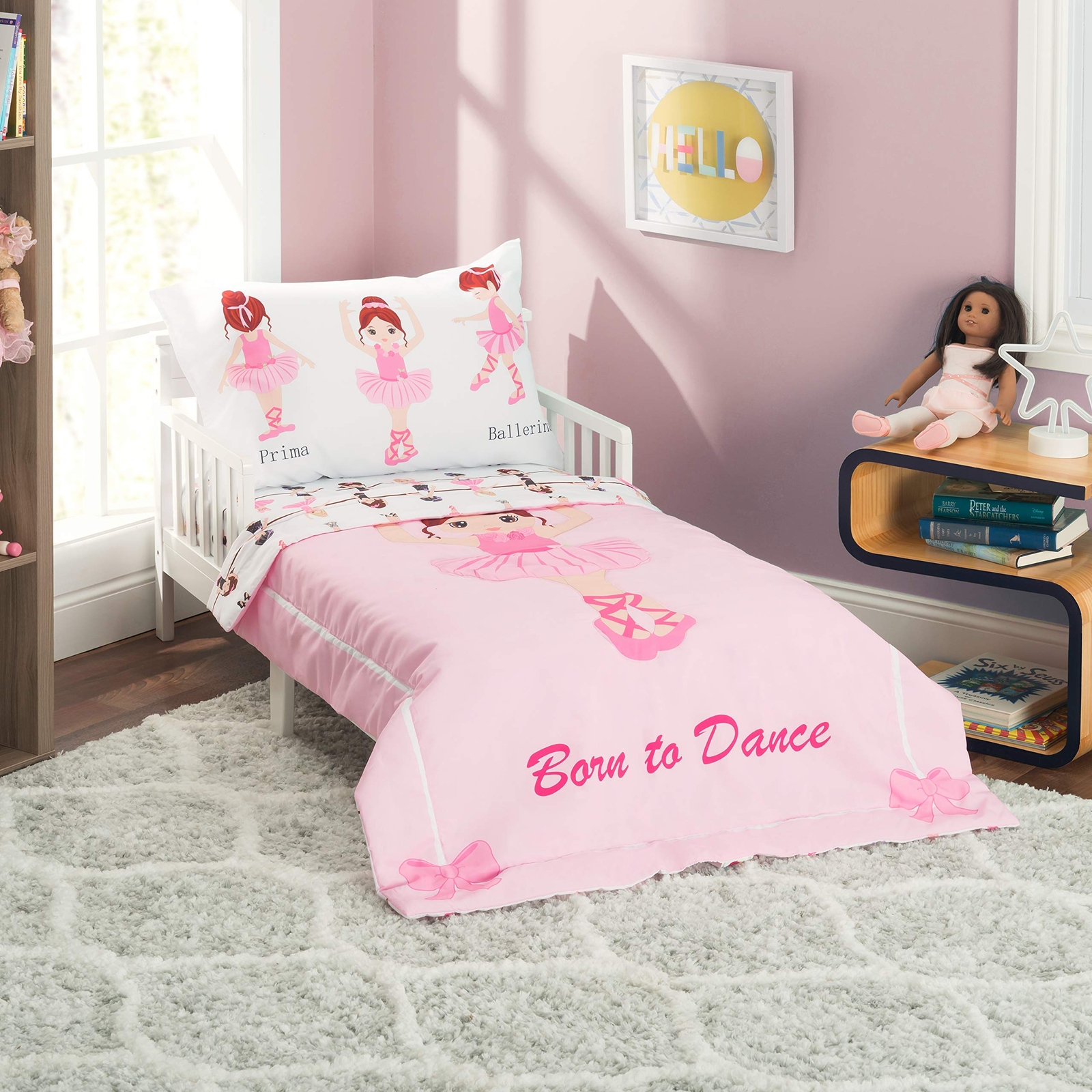4 Piece Bedding Set -Born to Dance Ballerina- includes Comforter, Flat Sheet,...