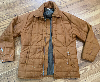 1970s VINTAGE TRASHED QUILTED Jacket,Simco/talon Zippers.USA