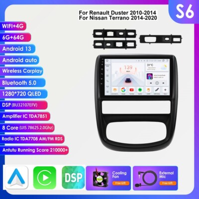For Renault Duster 2010-2015 Carplay Adnroid14 Car Radio GPS Navi BT5.0 DSP 6+64