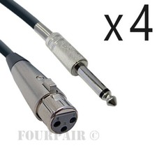 4 Pack Lot - 25ft XLR 3-Pin Female to 1/4" Mono Shielded Microphone Mic Cable