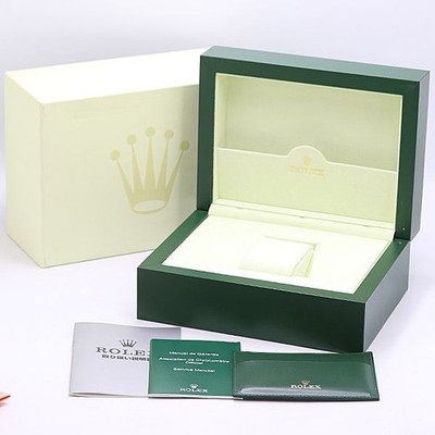 Rolex Uhrenbox Gehäuse Grün Leder Holz Booklet 32.00.08 Original