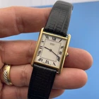 Seiko Tank Watch Men 26mm White Roman Gold Tone Rectangle 2620-5049 New Battery