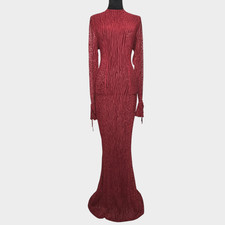 Miss Circle Dress Womens Medium Red Long Slee...