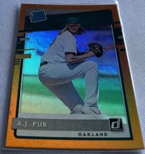 2020 Donruss Baseball A.J. Puk Oakland Athletics Holo Orange Rated Rookie #49