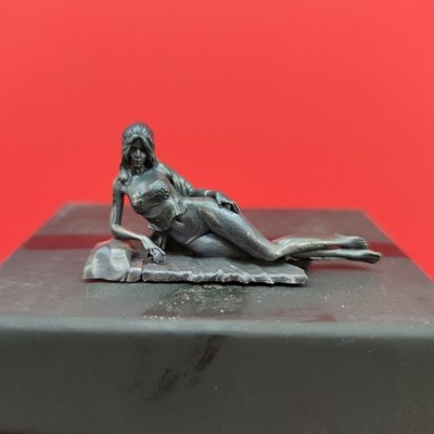 Antiqued Copper Lying Down Lady Figurines - Black Beauty Body Art Ornament
