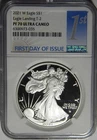 2021-W TY-2 FIRST DAY ISSUE NGC PF70 ULTRA CAMEO AMERICAN SILVER EAGLE WG10
