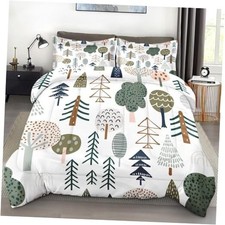 Comforter Set Size, Woodland Tree Wood 3 Pcs Soft Bedding Set for Full Pine