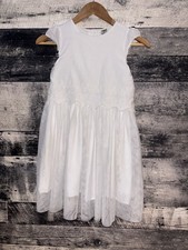 Oshkosh Girls White Cotton First Communion Flower Girl Fancy Formal Dress Sz 8