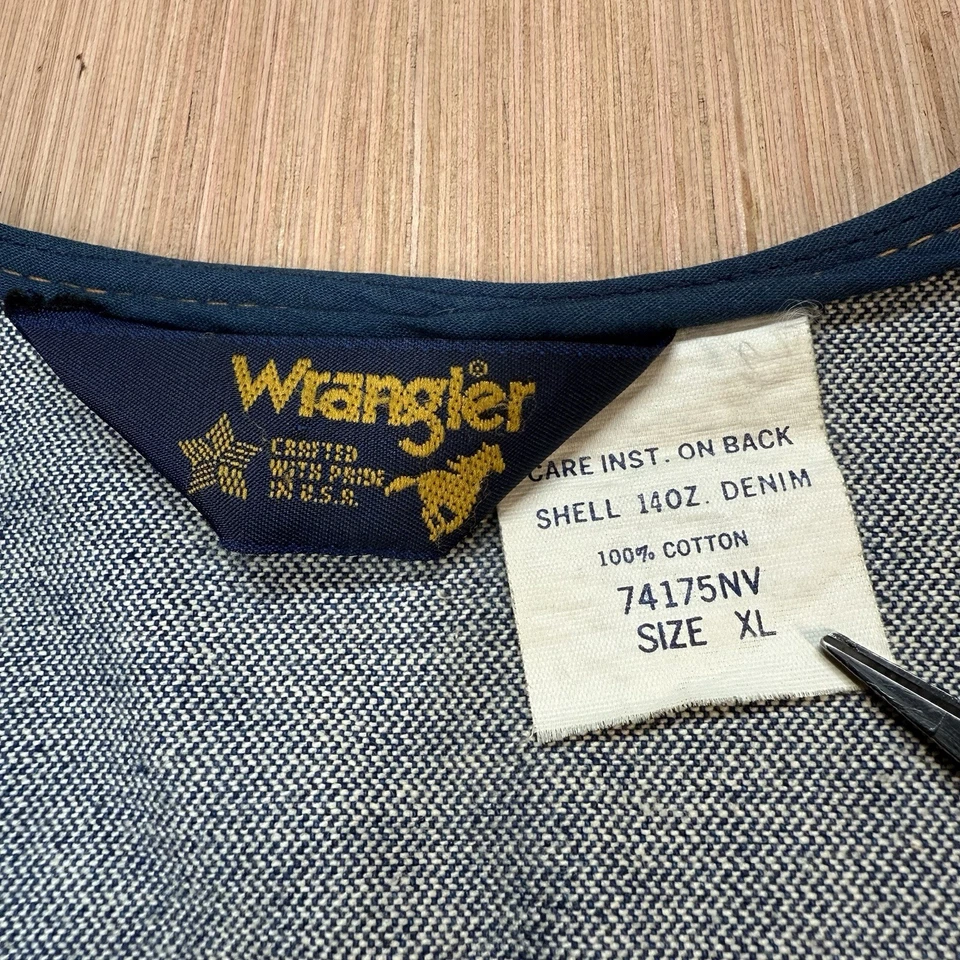 Vintage 80's Wrangler 14oz Denim Button-Up Vest Blue Mens XL Made In USA - Image 3 of 4