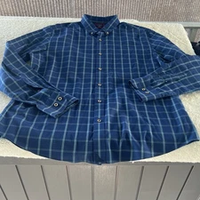 Untuckit Corison Shirt XL Men’s Blue Plaid Button Down Wrinkle Free