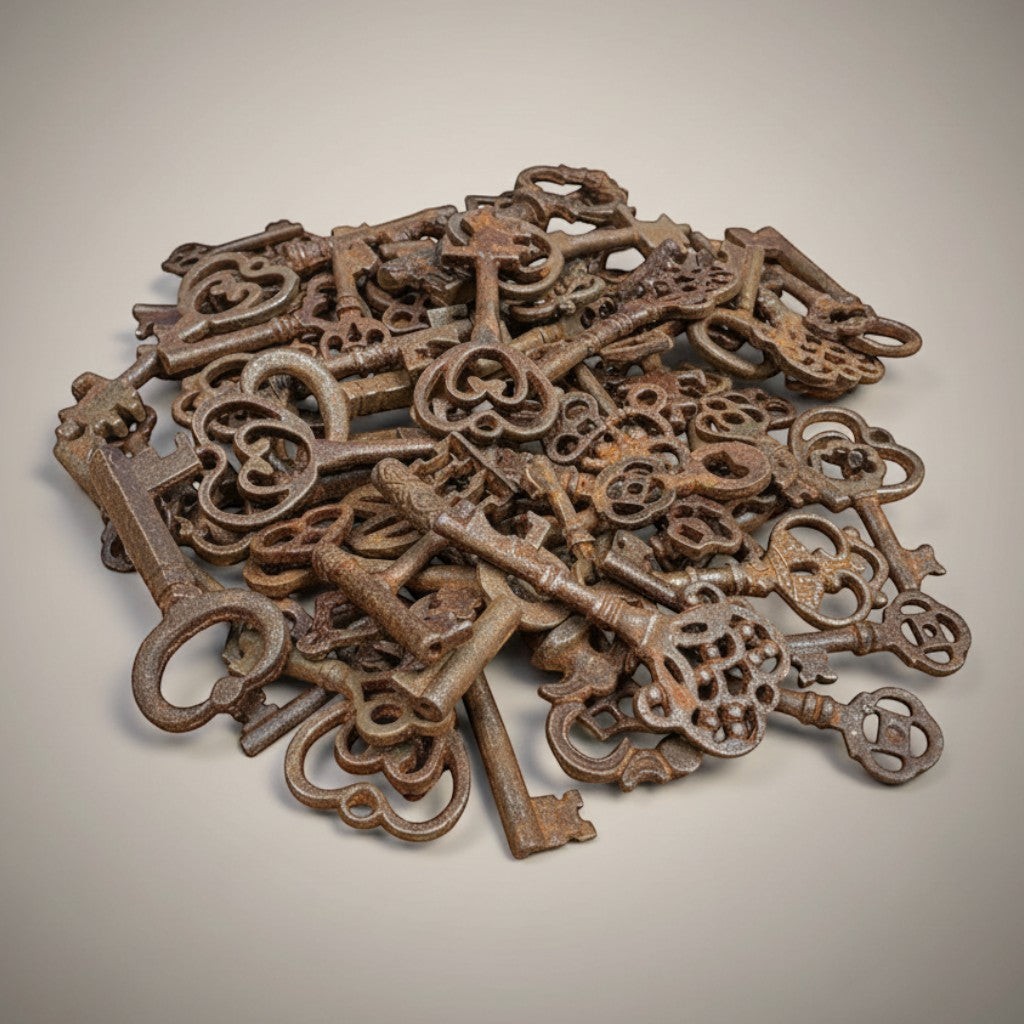 Cast Iron Skeleton Keys — 19th Century Lot Size: Lot of 25