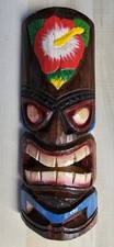 TIKI MASK WOOD 12" HAWAIIAN AFRICAN HOME DECOR TRIBAL BAR TROPICAL POLYNESIAN