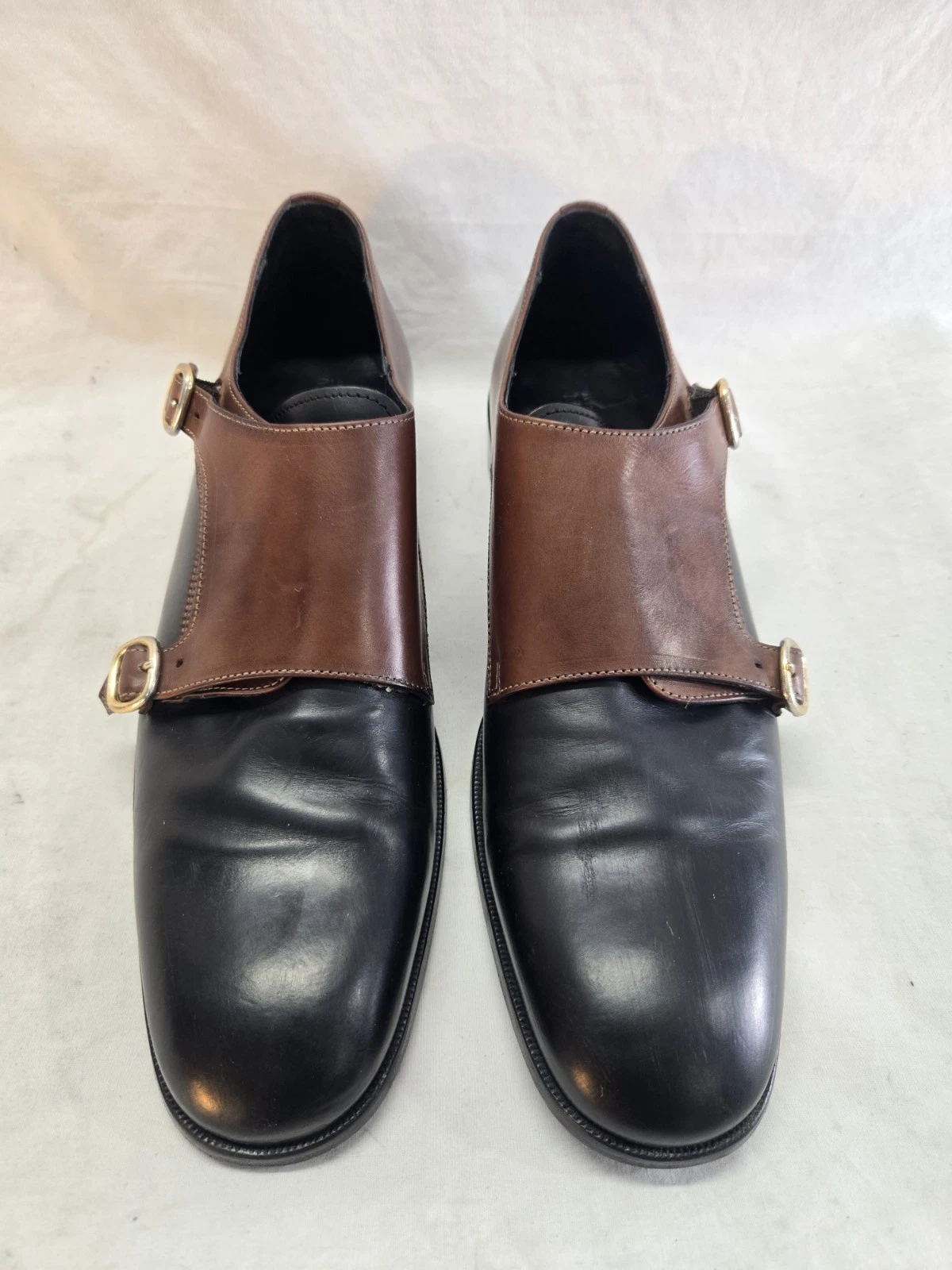 Scarpe Alexander McQueen uomo taglia 43 marrone e nero monkstraps