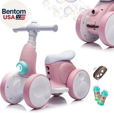 6V Electric Baby Balance Bike with Bubble Machine,4 in 1 Toddler Balance Bike W/