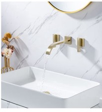 Wall Mounted Bathroom Faucet, Wall Bathroom Sink, Brass Wall Faucet Brushed Gold