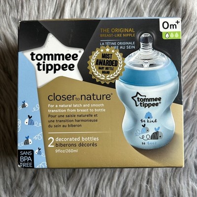 Tommee Tippee 2 Decorated Bottles Breast Like Nipple 0+ Months