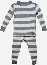 Moon  Back Hanna Andersson Organic Gray  White Wide Striped 2pc Pajama Set, 3T