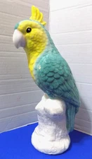 NEW Ceramic Cockatoo Parrot Statue Figurine Tropical Home Decor Birds