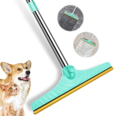 5FT Carpet Rake Pet Hair Remover, Reusable Carpet Rake with Telescopic Blue - Picture 1 of 7