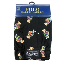 Polo Ralph Lauren Basketball Bear Boxer Briefs Mens Size Medium Black NEW FL404S