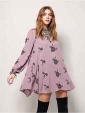 Free People Elderberry Embroidered Austin Boho Swing Mini Dress Pink XS | Romant
