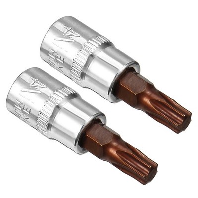 2pcs 1/4'' Drive x T30 Torx Bit Socket for DIY S2 Steel CR-V Sockets 1.5'' Length
