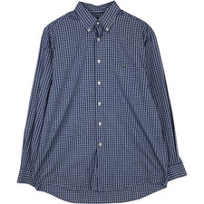 Used Lacoste long-sleeved button-down check shirt men's size M approx. 