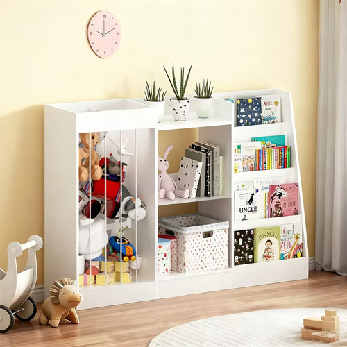 3-Tier Book Shelf for Kids Rooms,Sling Baby Bookcase with Stuffed Animal Storage