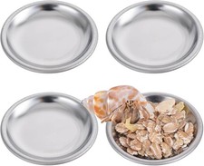 4 Pcs Hermit Crab Food  Water Bowl, Small Stainless Steel Feeding Dish