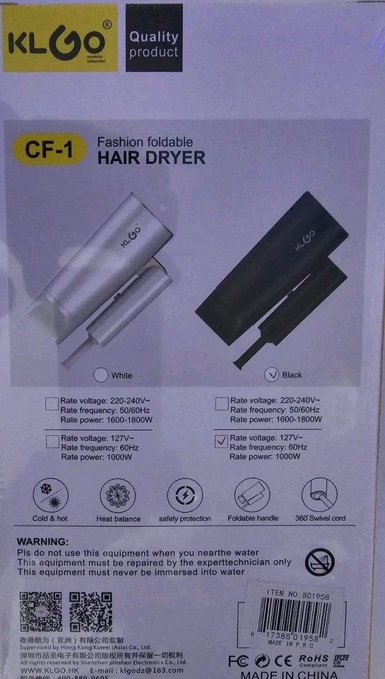 KLGO  CF-1 fashion hair foldable hair dryer - Image 3 of 4