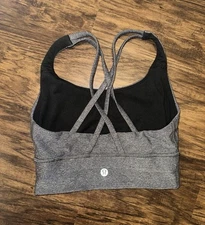 Lululemon Energy Bra *Long Line Luxtreme Heathered Black  Women's Size 2