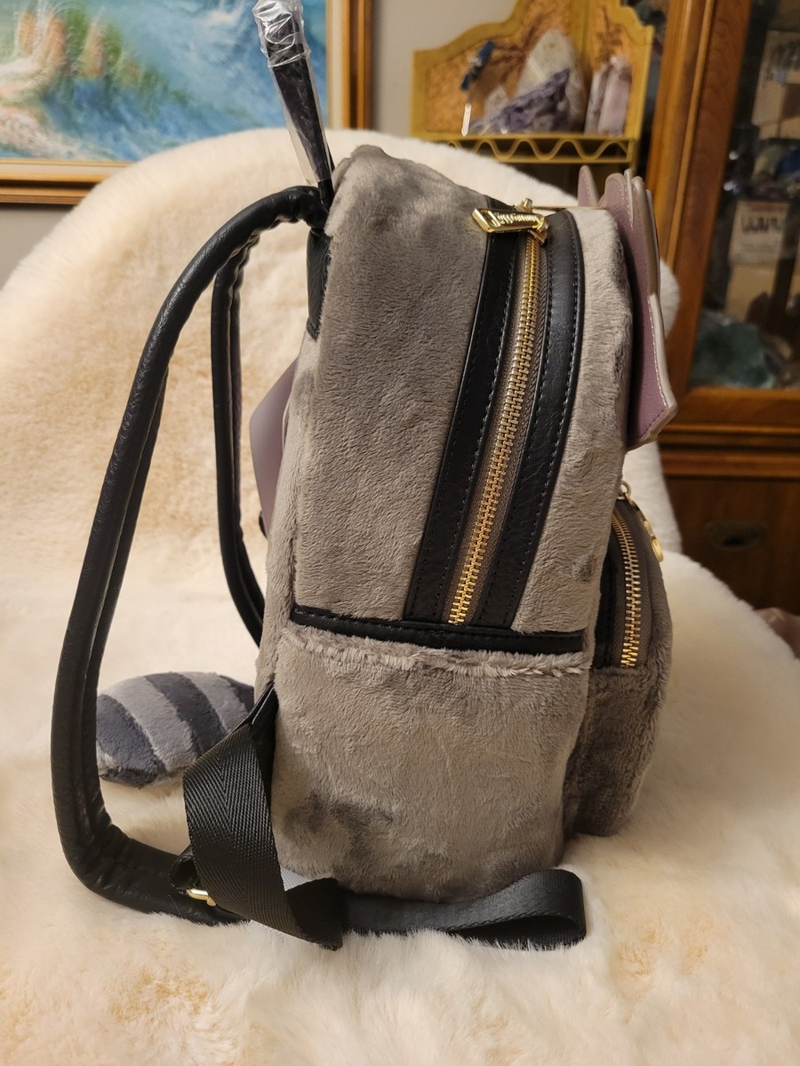 Disney Loungefly Pocahontas Meeko Mini Backpack grey striped rare collectible Loungefly Disney Meeko Pocahontas Gray Black 2025 Mini  main image 2
