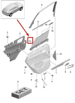 Porsche Macan 95B Sonnenschutz für Türglas hinten rechts 95B861334 3W4 - Bild 1 von 2