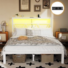 Metall Bettrahmen Bettgestell aus Metall mit LEDLattenrost Doppelbett Einzelbett