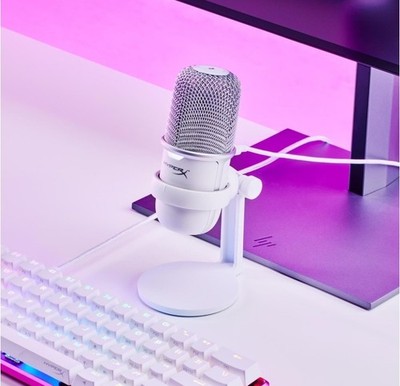 White HyperX Solocast USB Gaming Microphone (mic only and cable)