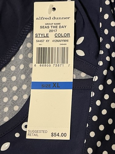 ALFRED DUNNER Seas The Day Navy & White Short Sleeve Top Women’s Size XL NWT - Picture 9 of 10