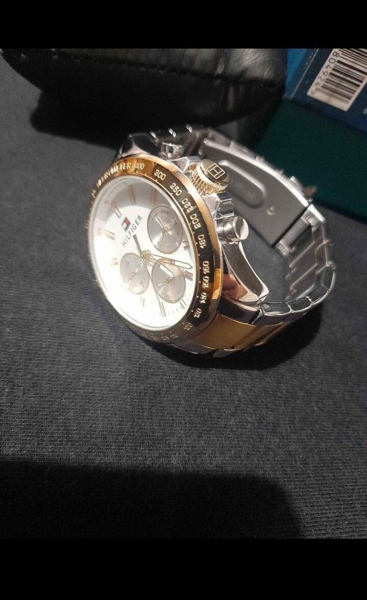 Tommy Hilfiger Yellow Gold Plated And Silver, White Dial UK
