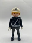 Vintage Playmobil Police Officer Black Uniform Figure With Helmet